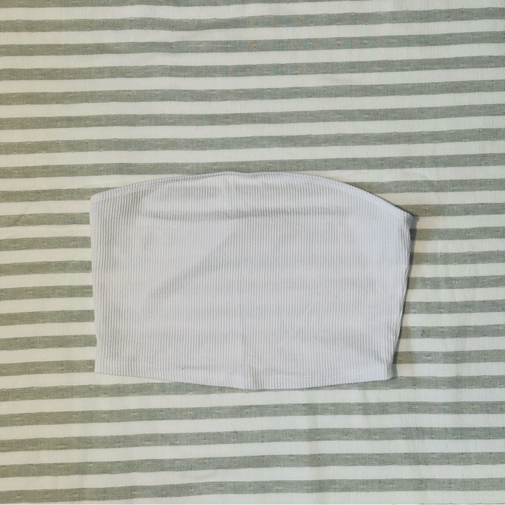 White Ribbed Tube Top